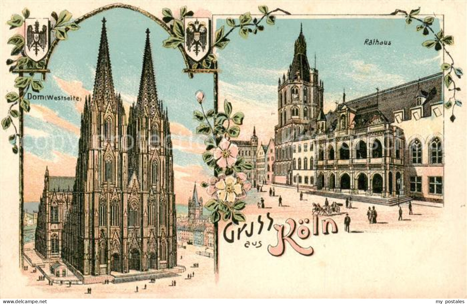 73820452 Koeln  Rhein Dom Westseite Rathaus  - Köln