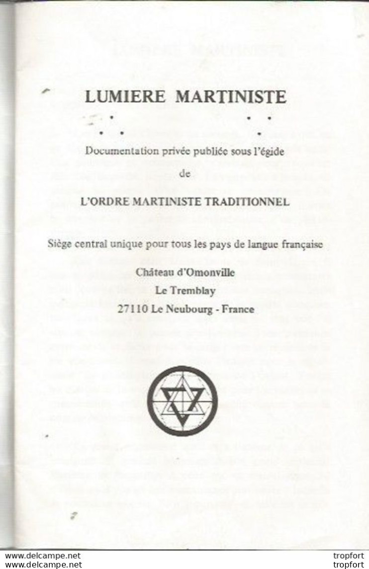 Vintage CK / Rare Livret LUMIERE MARTINISTE LE TREMBLAY / LE NEUBOURG 24 Pages Château D'Omonville - Pubblicitari