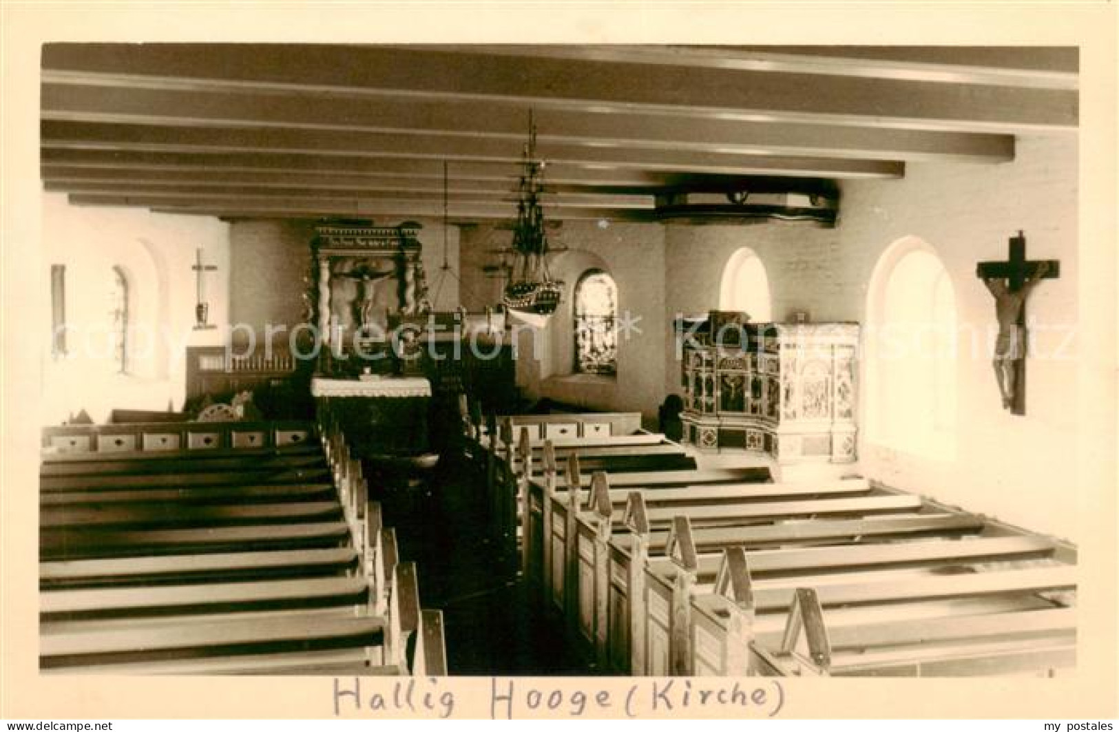 73820253 Hallig Hooge Kirche Inneres Hallig Hooge - Altri & Non Classificati