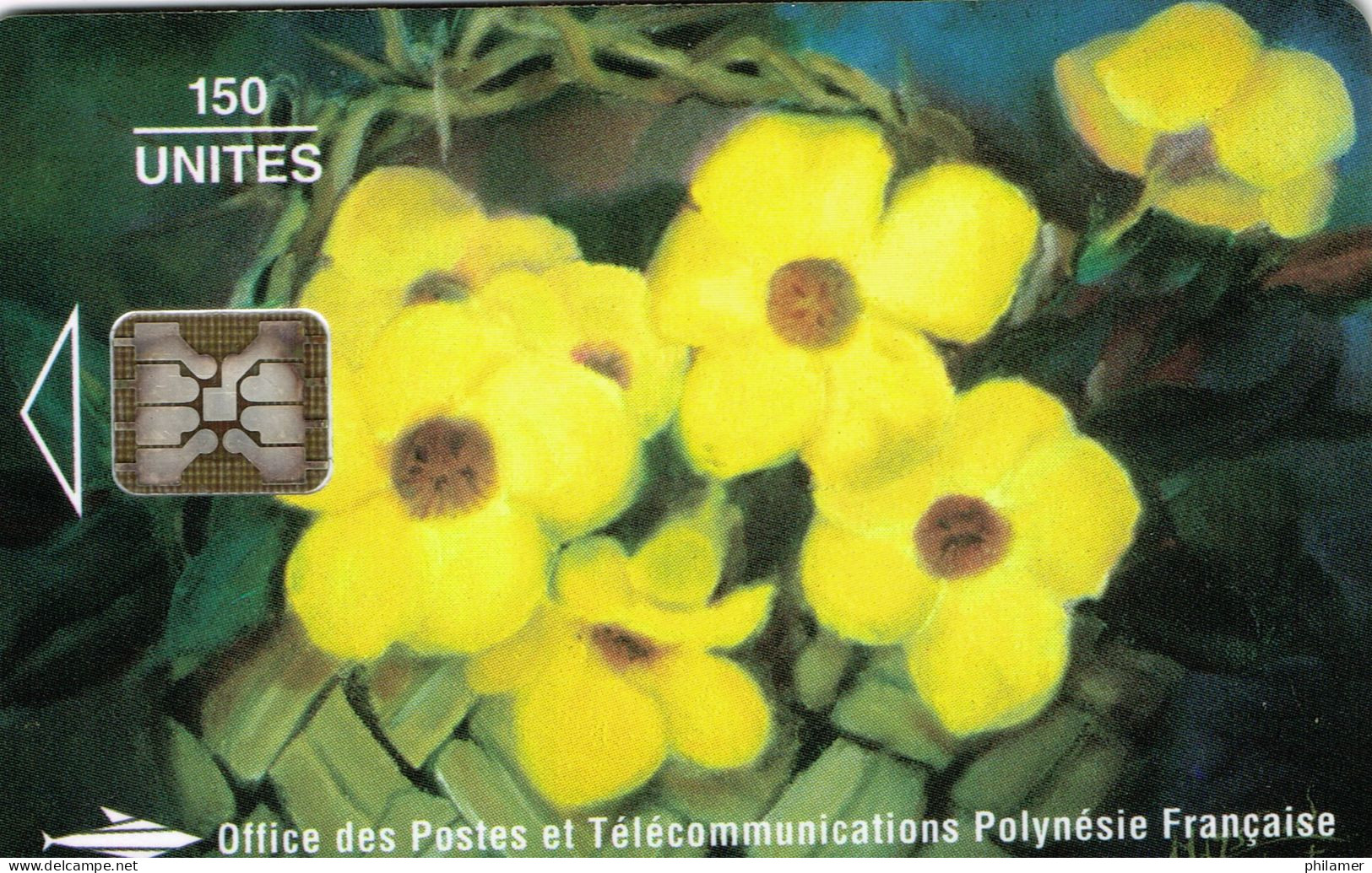 Polynesie Francaise Telecarte Phonecard PF27a Fleur Flower Monettes Numéros Rouges Gras  UT B - Polinesia Francesa