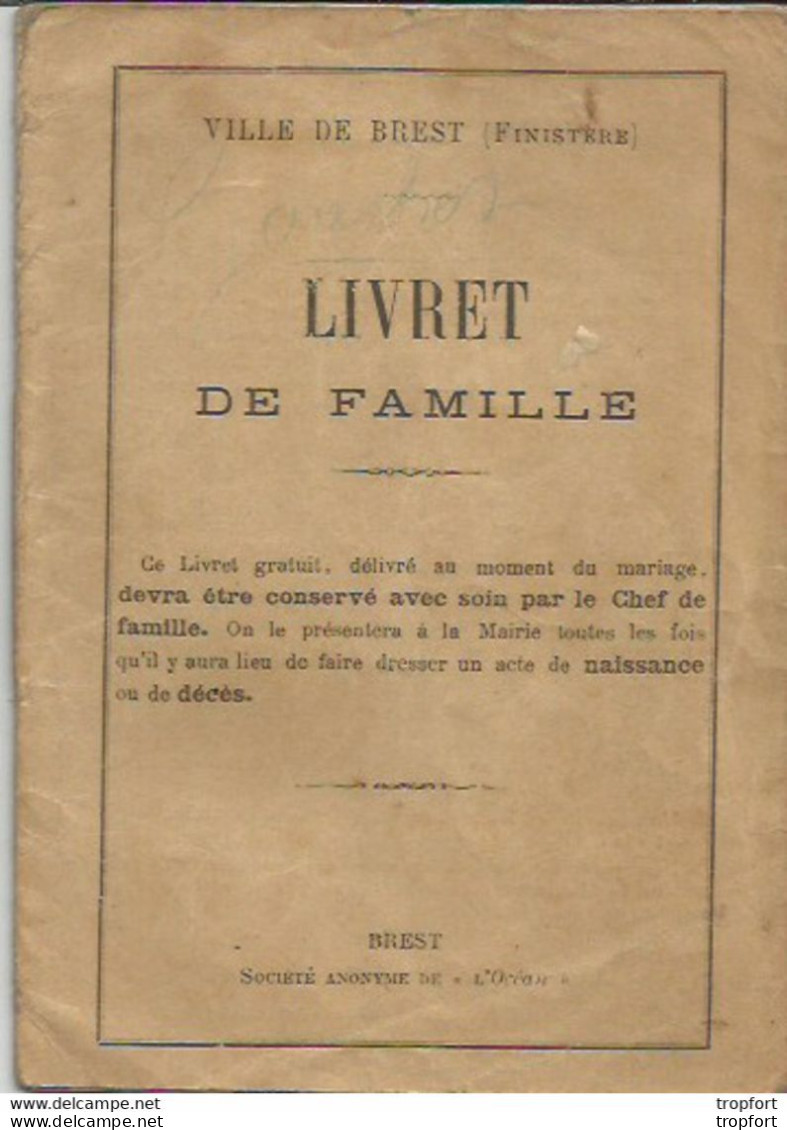 F14 Cpa / Livret De FAMILLE Ancien BREST 1892 Finistère - Historische Documenten