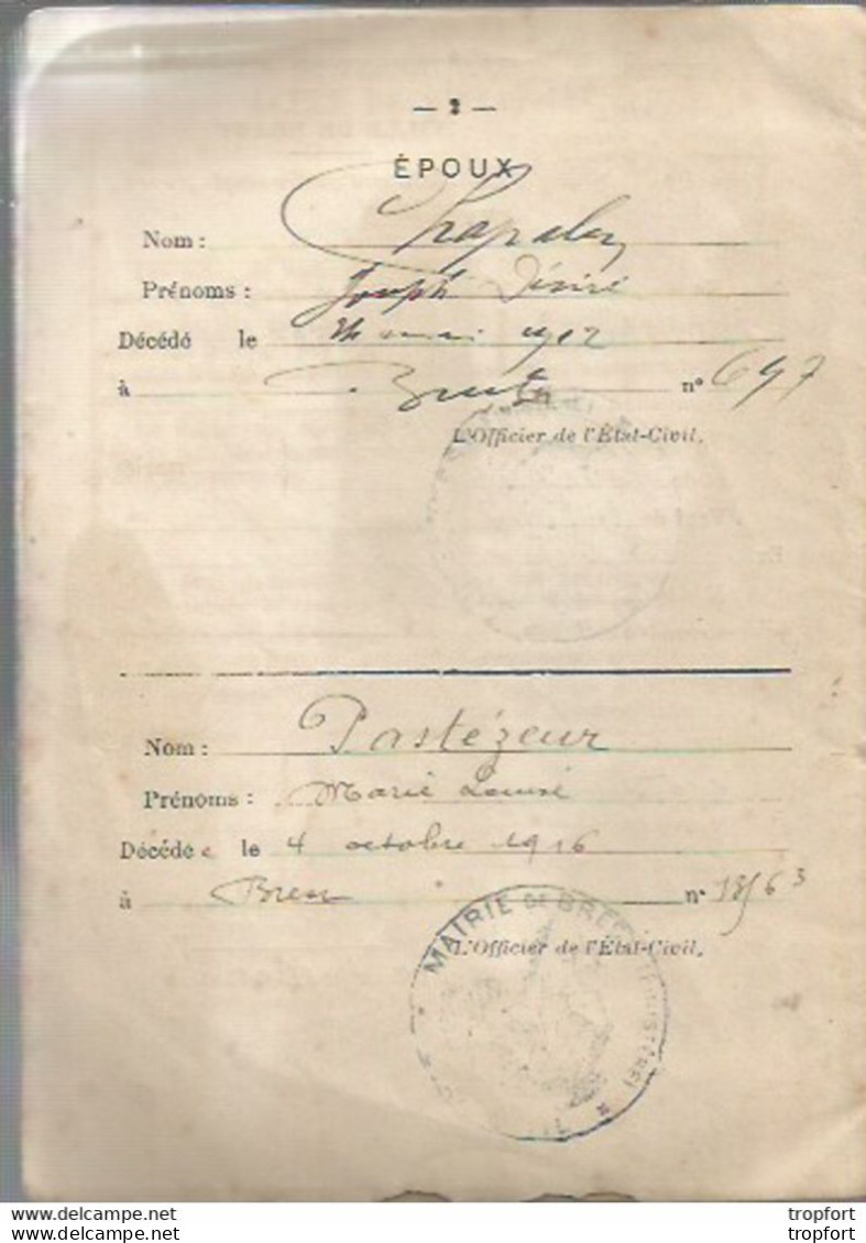 F14 Cpa / Livret De FAMILLE Ancien BREST 1892 Finistère - Documenti Storici