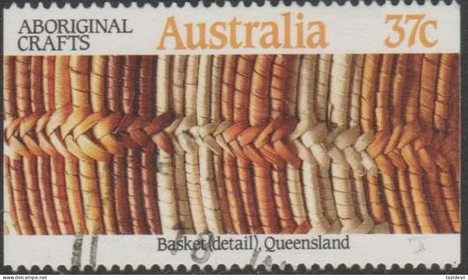 AUSTRALIA - USED 1987 37c Aboriginal Craft Vending Machine Booklet - Basket Weaving - Used Stamps