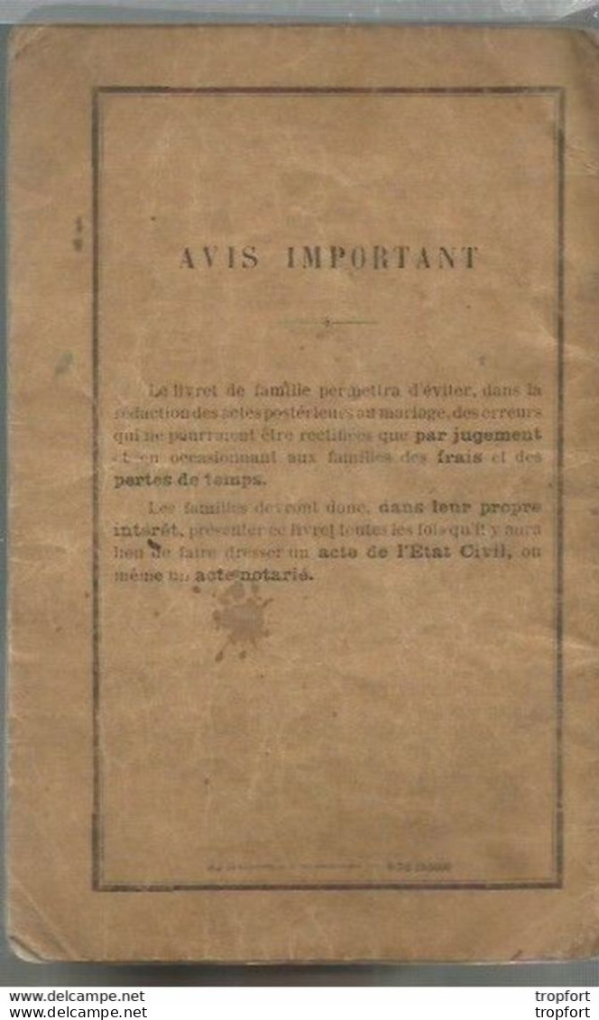 CO / Vintage / Vieux LIVRET DE FAMILLE Ville De LILLE 1914 // JOUY EN JOSAS / ANVERS - Historische Dokumente
