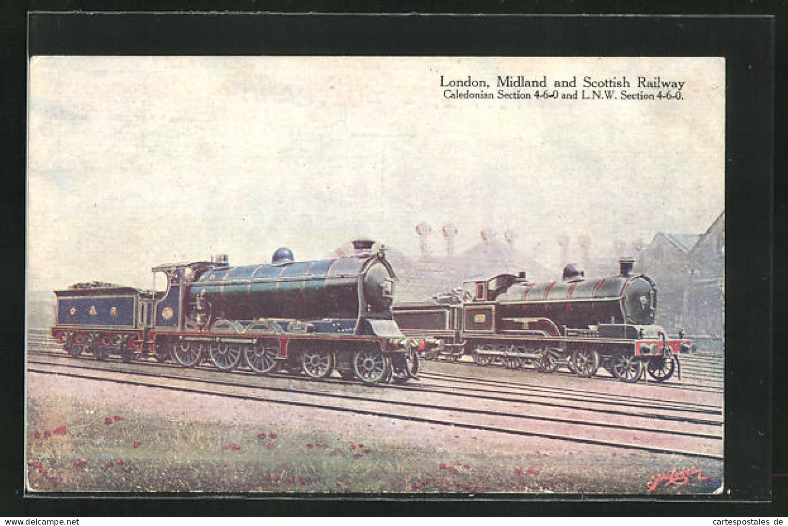 Artist's Pc Englische Eisenbahn, London, Midland And Scottish Railway, Caledonian Section 4-6-0 & L.N.W. Section 4-6-0  - Treni
