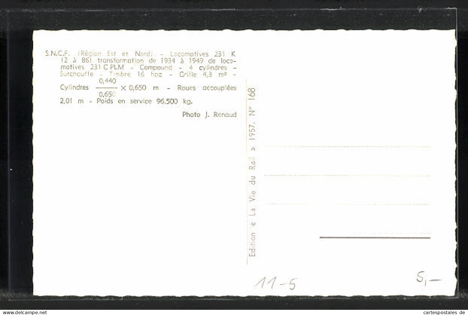 CPA Chemin De Fer, S.N.C.F. Region Est Et Nord, Locomotives 231 K  - Trenes