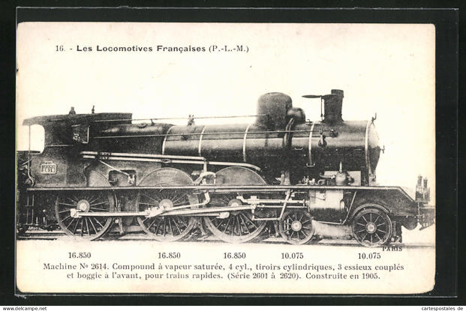 CPA Chemin De Fer, Locomotive Machine No. 2614, Compound A Vapeur Saturee 4 Cylindres  - Trains