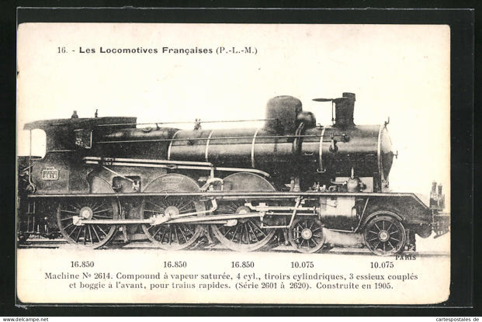 CPA Chemin De Fer, Locomotive Machine No. 2614, Compound A Vapeur Saturee 4 Cylindres  - Eisenbahnen