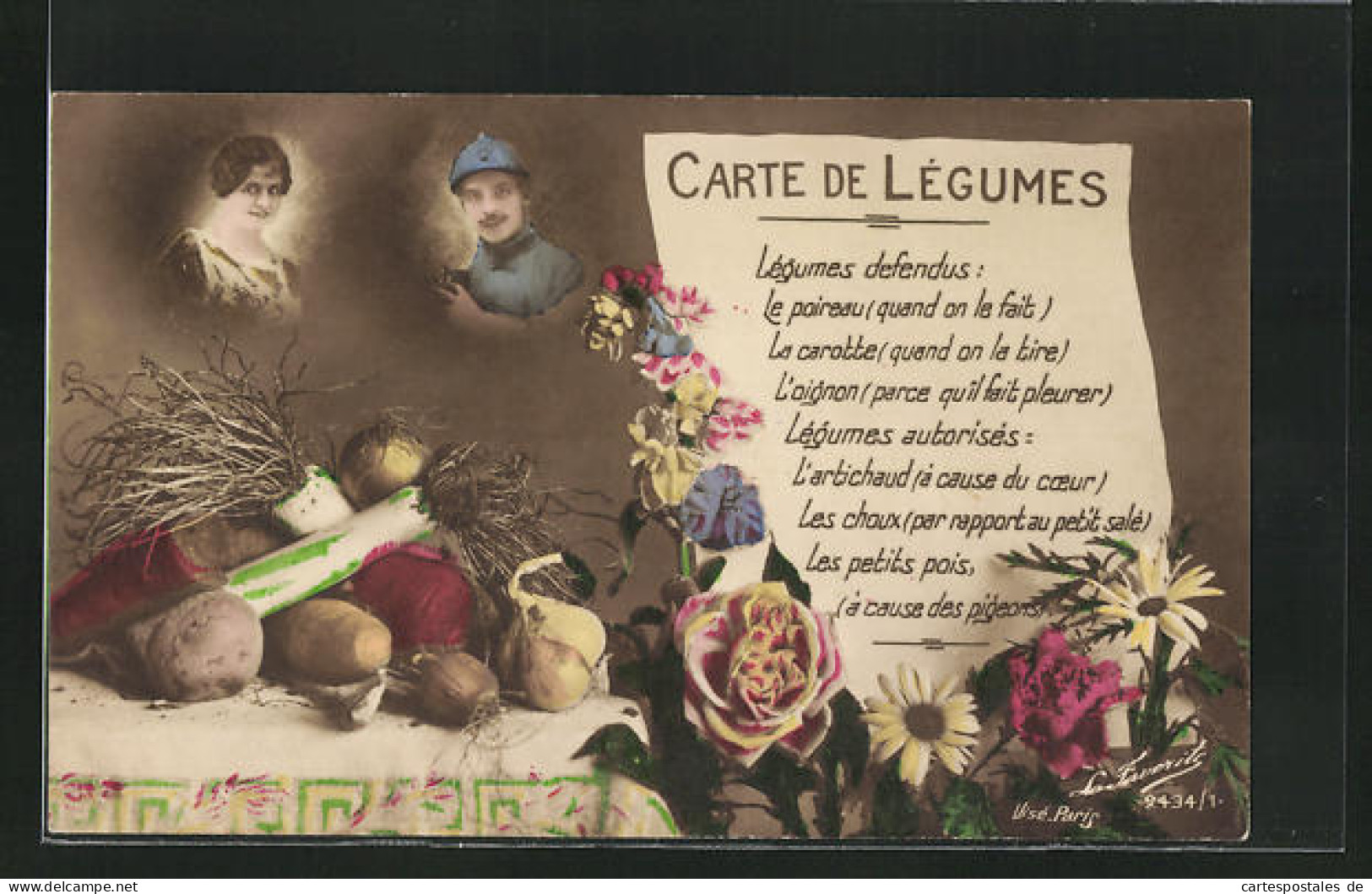 AK Kriegsnot, Carte De Legumes, Soldat Et Femme  - Oorlog 1914-18