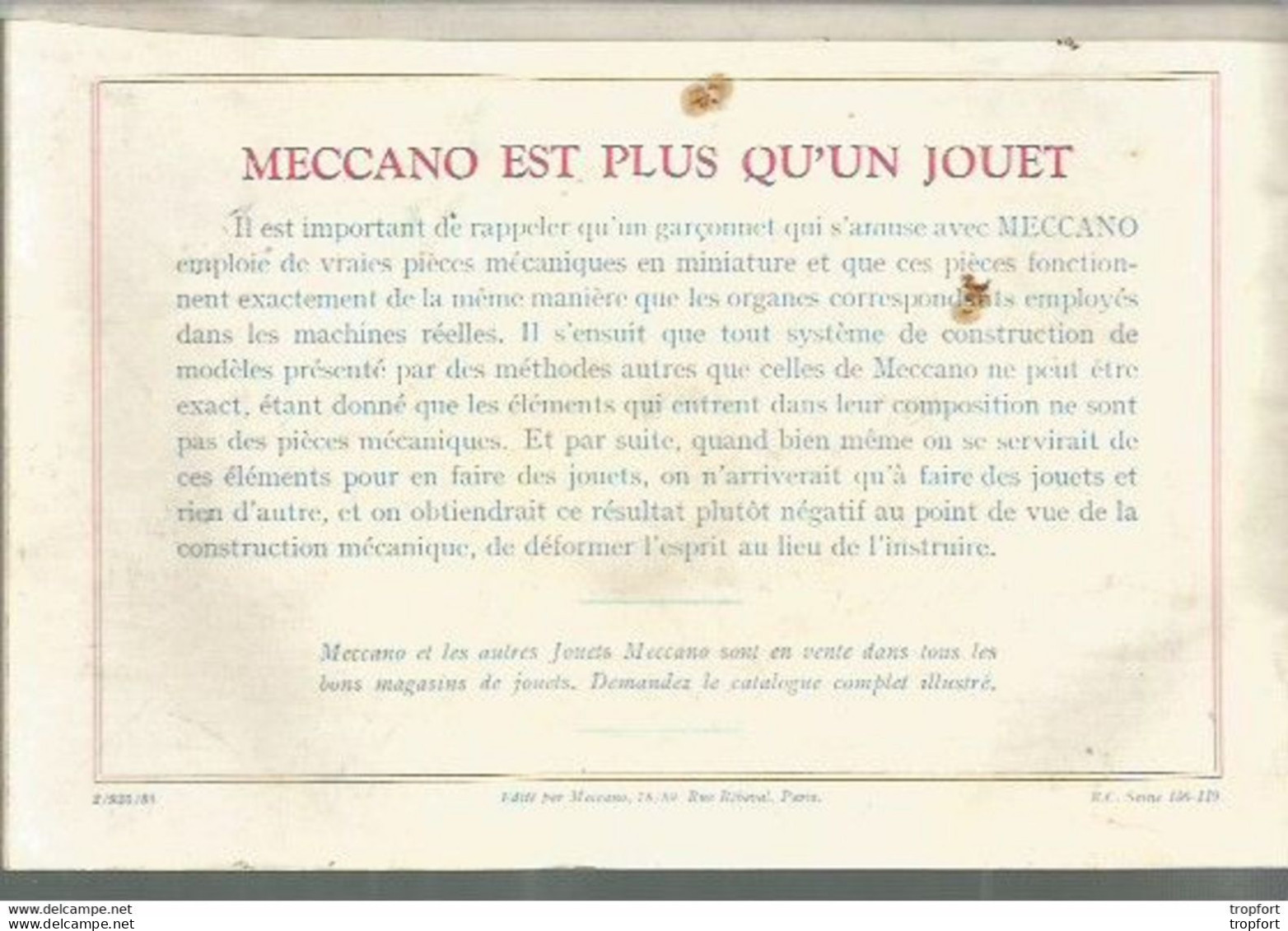 CC // Vintage // Livret Superbe JEAN visite le pays MECCANO Récit d'une excursion Merveilleuse 19 pages