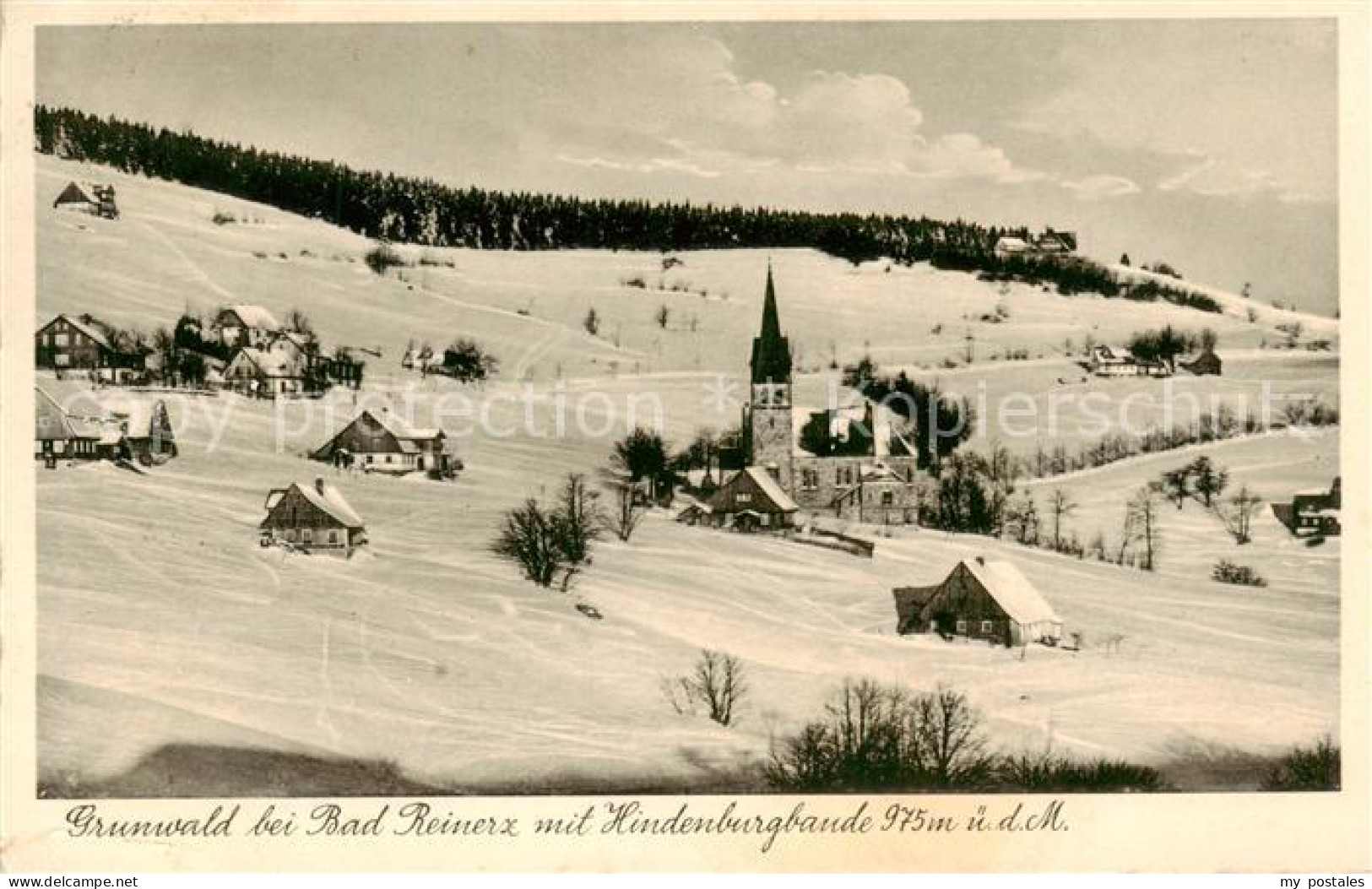 73819948 Grunwald Glatz PL Mit Hindenburgbaude Und Kirche  - Pologne