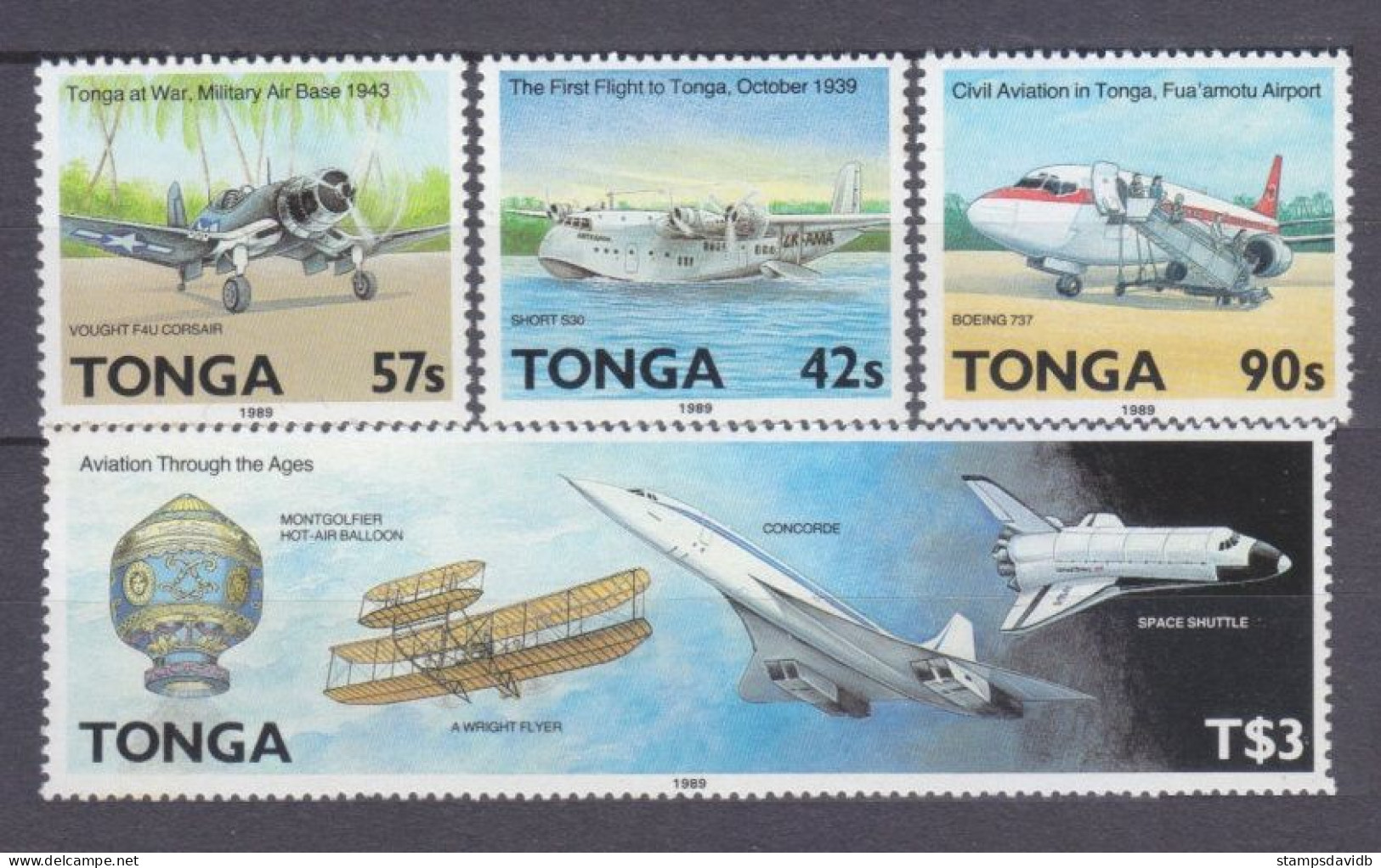 1989 Tonga 1093-1096 50 Years Of Tongo Aviation, Space Exploration 28,00 € - Océanie