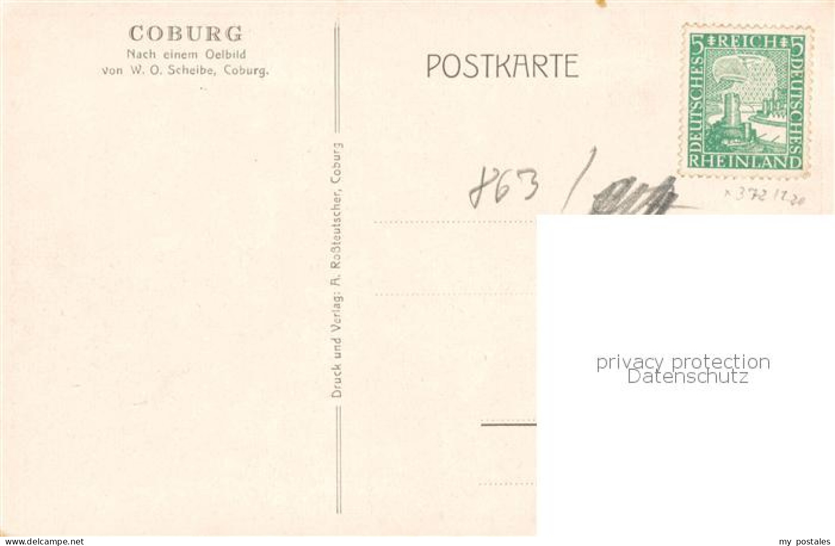 73819648 Coburg Nach Einem Oelbild Von W. O. Scheibe Kuenstlerkarte Coburg - Coburg