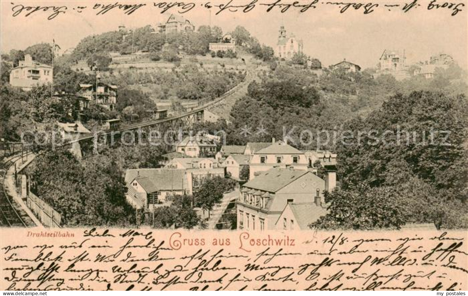 73819601 Loschwitz Dresden Elbe Panorama Mit Drahtseilbahn  - Dresden