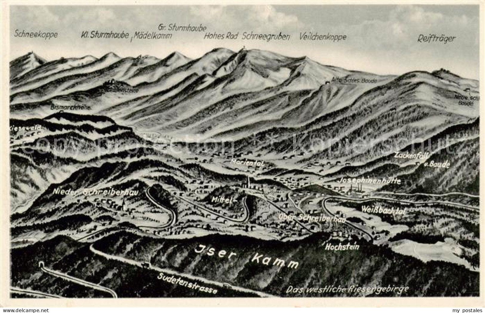 73819290 Schreiberhau Szklarska Poreba Riesengebirge PL Panoramakarte  - Pologne