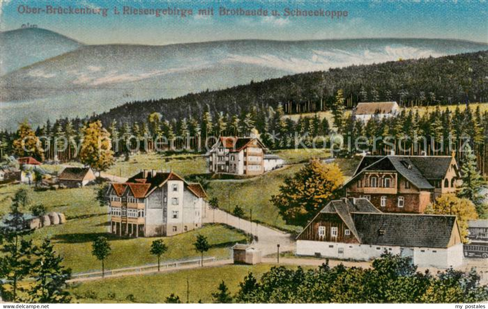 73819275 Ober-Brueckenberg Oberbrueckenberg PL Mit Brotbaude Und Schneekoppe  - Pologne