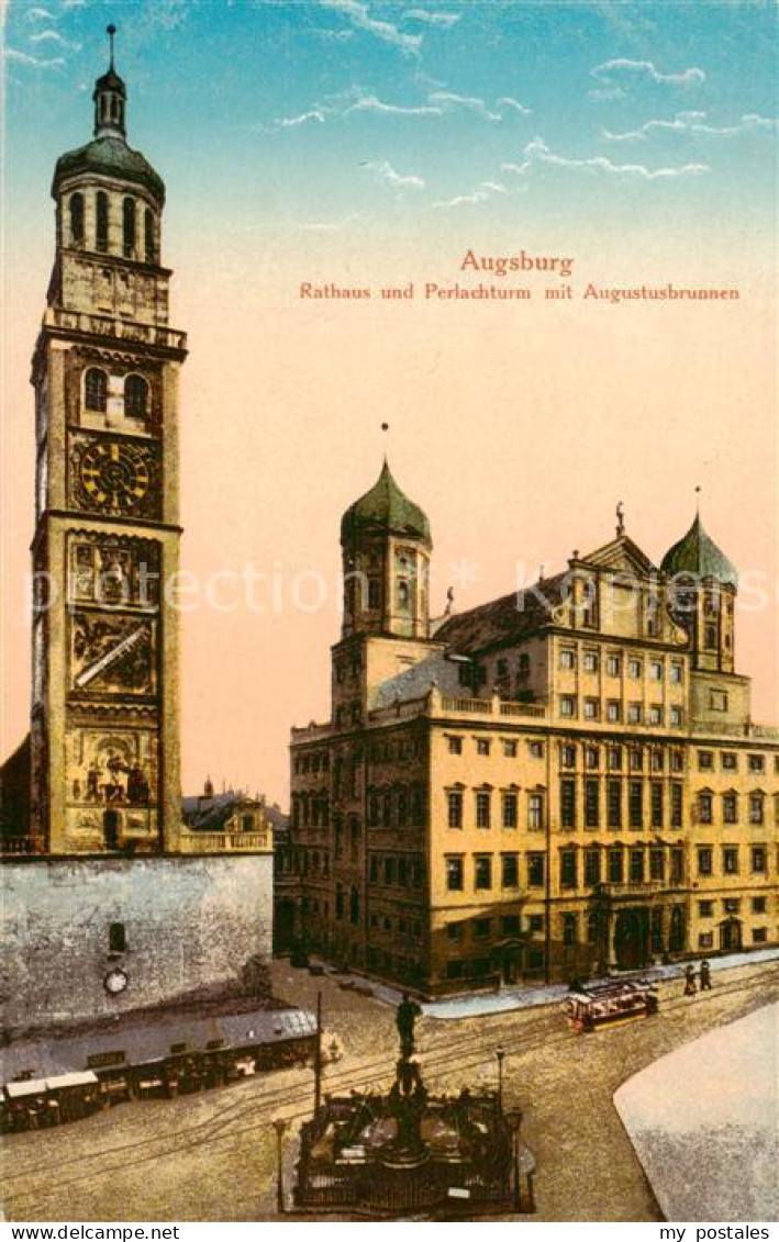 73819222 Augsburg Rathaus Und Perlachturm Mit Augustusbrunnen Augsburg - Augsburg