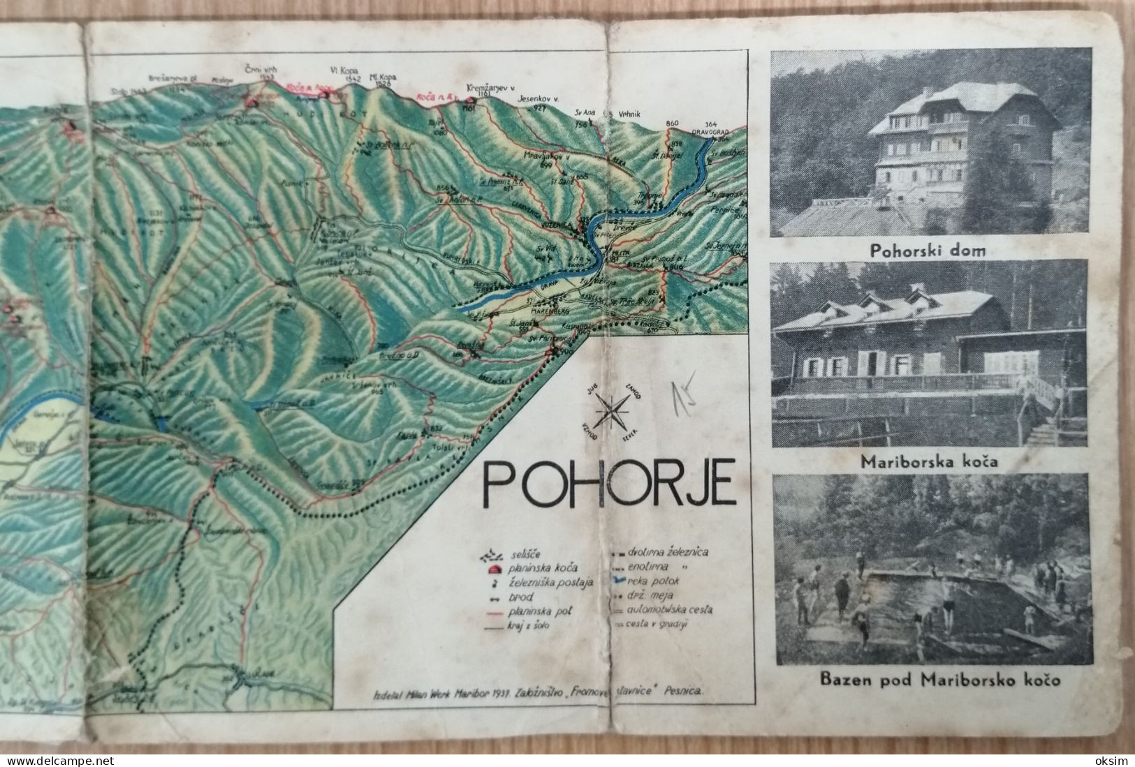 POHORJE, NAČRT S FOTOGRAFIJAMI, Velikost 38x10.5 Cm, 1937, NI RAZGLEDNICA!!! - Eslovenia