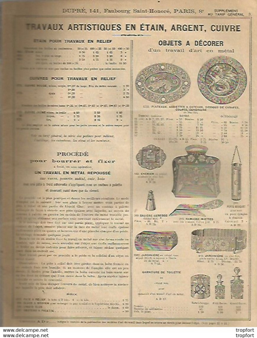 JB / Superbe PUBLICITE ancienne LIVRET 1914 Sculpture Peinture ART NOUVEAU décoratif verrerie d'art peaux encre plume