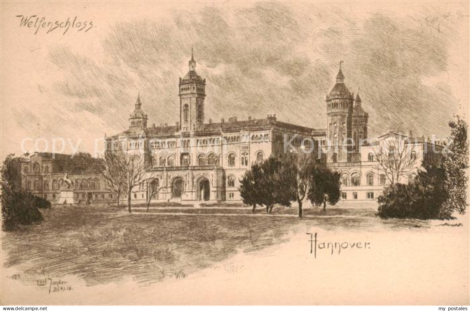 73819143 Hannover Welfenschloss Zeichnung Hannover - Hannover