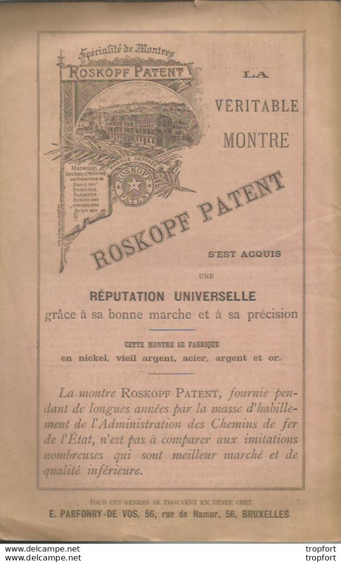 GP / RARE LIVRET LISTE DES NOBLES Bruxelles 1895 SUISSE PUB Montre ROSKOPF HORLOGERIE PUBS - Reclame