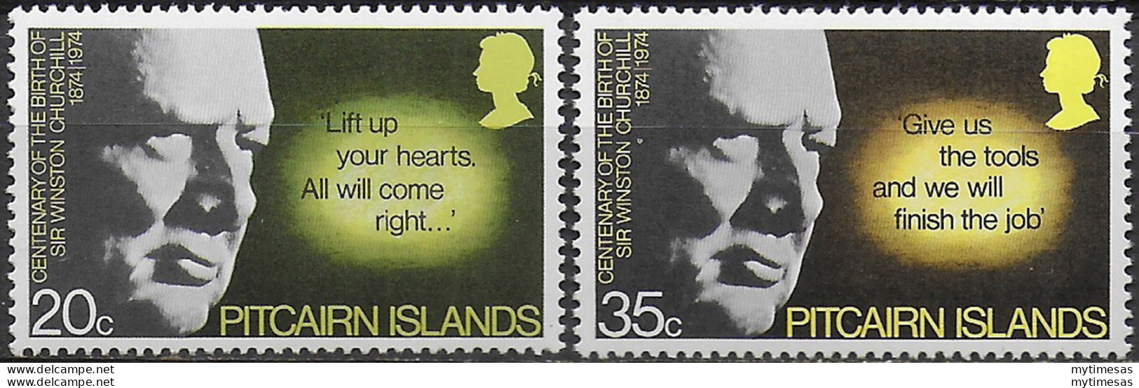 1974 Pitcairn Islands Winston Churchill 2v. MNH SG N. 155/56 - Other & Unclassified