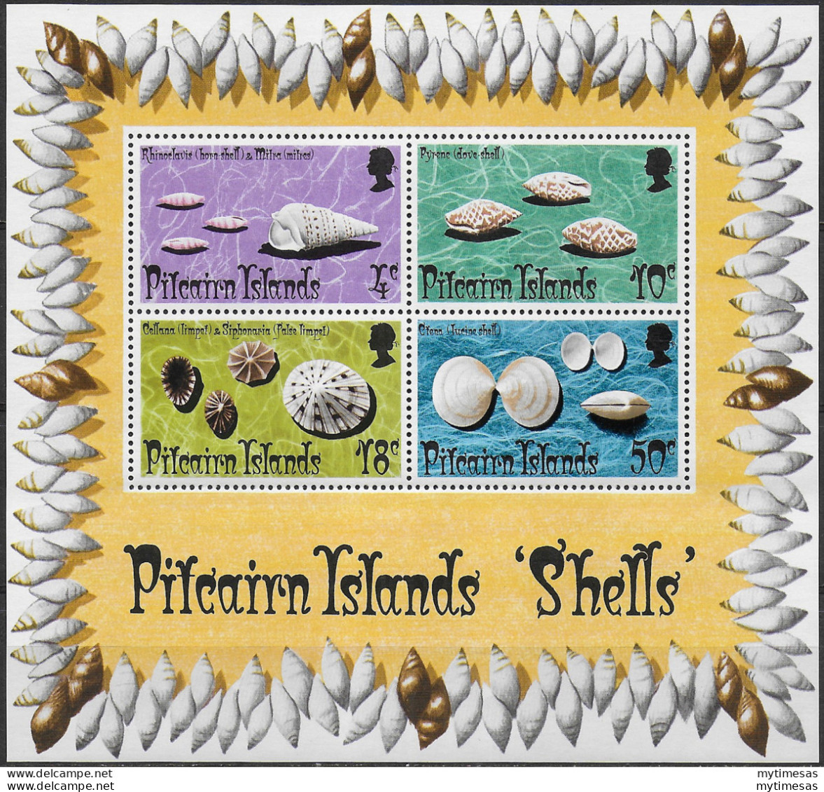 1974 Pitcairn Islands Shells 1 Mini-sheet MNH SG N. MS151 - Andere & Zonder Classificatie