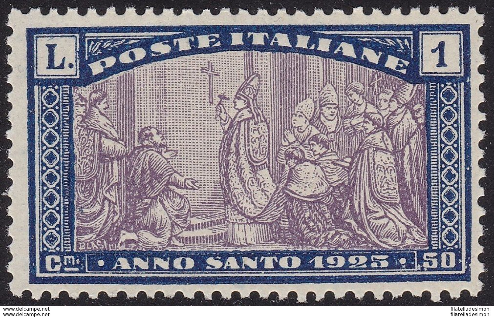 1924 Italia - Regno , Anno Santo , N° 173a  SENZA FILIGRANA  MNH**  RARO Certif - Otros & Sin Clasificación