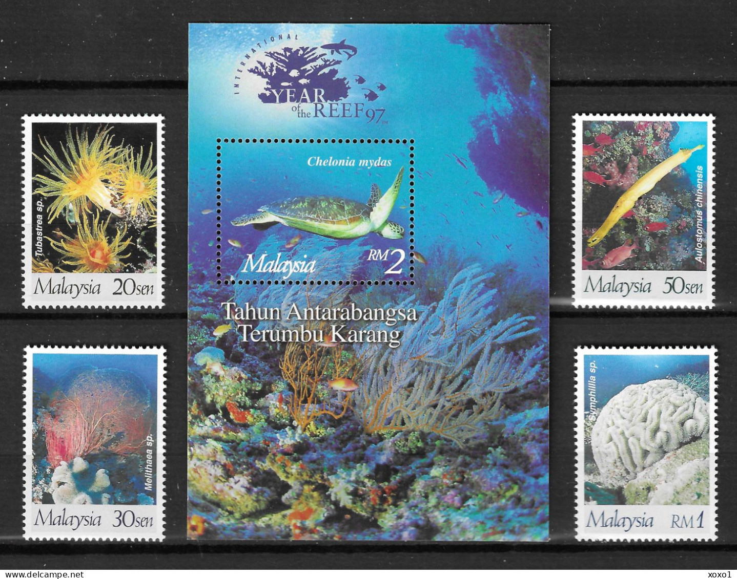 Malaysia 1997 MiNr. 655 - 659 (Block 16) Marine Life Corals Turtles Fishes  4v+s\sh  MNH**   8.00 € - Marine Life