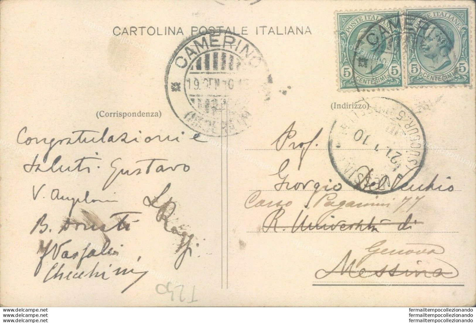 T230 Cartolina Camerino Porta Caterina Cibo 1910 - Macerata