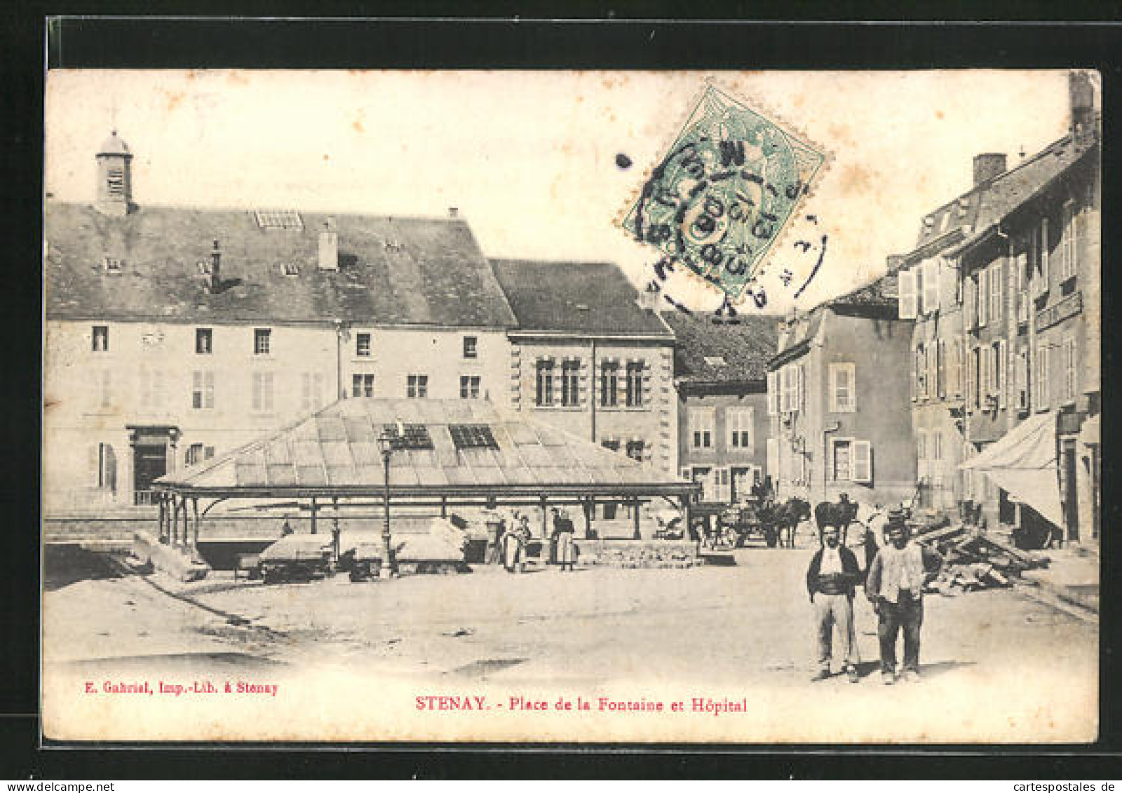 CPA Stenay, Place De La Fontaine Et Hopital  - Stenay