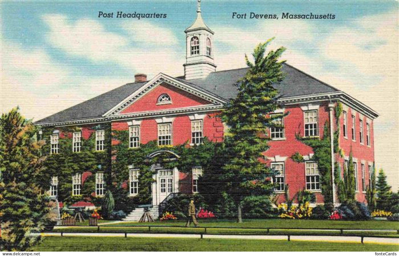 73973364 Fort_Devens_Boston_Massachusetts_USA Post Headquarters Illustration - Andere & Zonder Classificatie