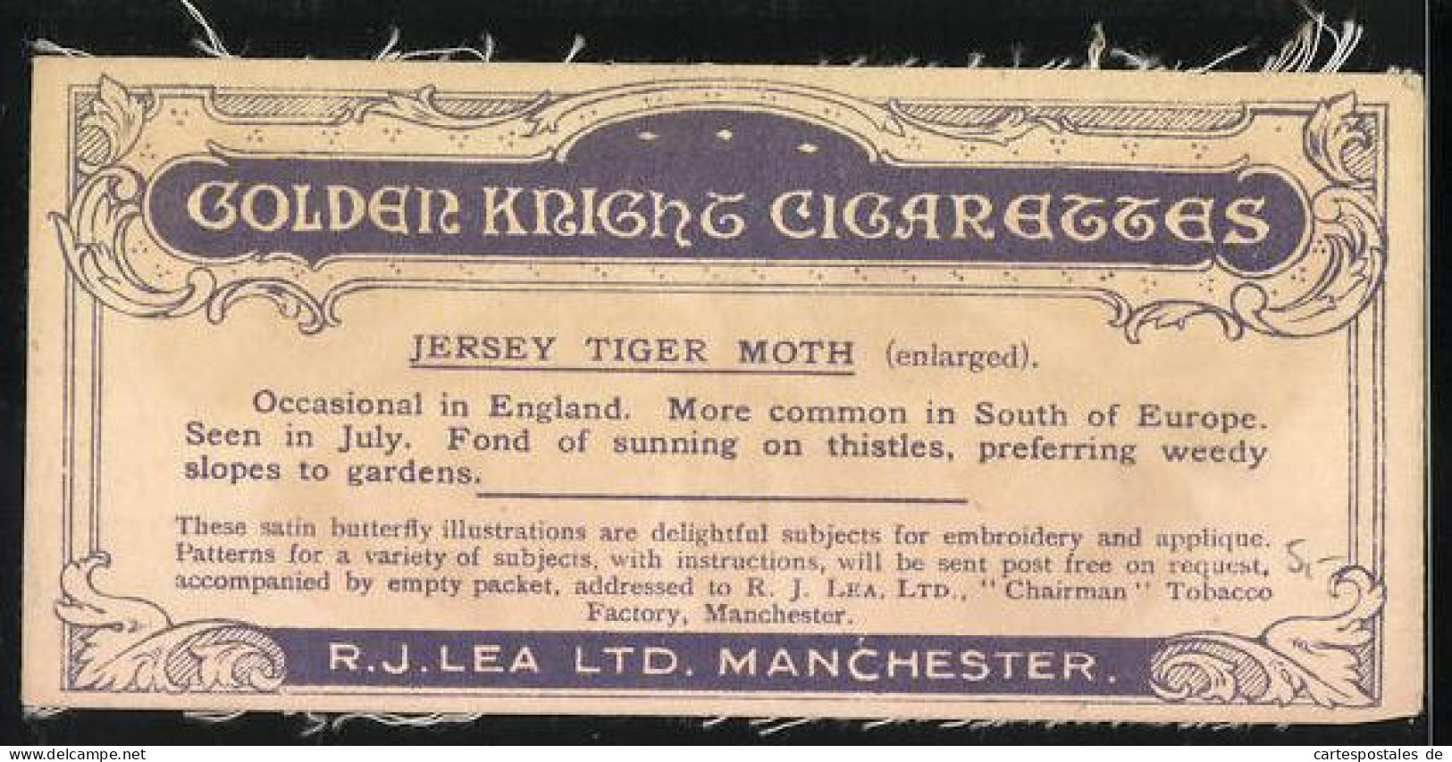 Sammelbild Manchester, Golden Knight Cigarettes, R. J. Lea Ltd., The Jersey Tiger Moth  - Altri & Non Classificati