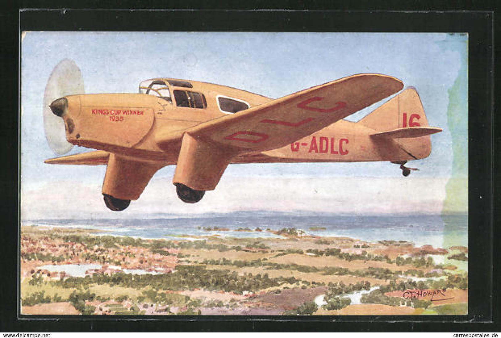 Künstler-AK Flugzeug Miles Falcon, Gewinner Des King`s Cup 1935  - Andere & Zonder Classificatie