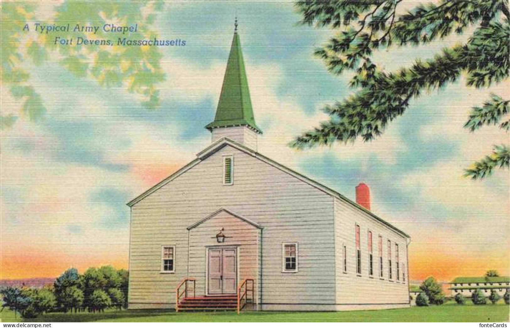 73973359 Fort_Devens_Boston_Massachusetts_USA Typical Army Chapel Illustration - Altri & Non Classificati