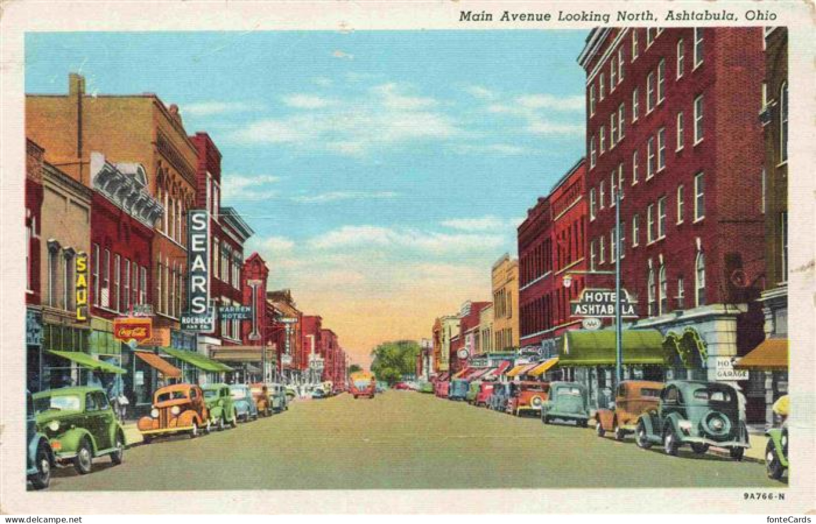 73973357 Ashtabula_Ohio_USA Main Avenue Looking North Illustration - Sonstige & Ohne Zuordnung