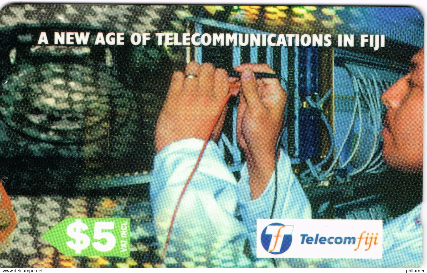 FIDJI FIJI Telecarte Phonecard CARTE MAGNETIQUE 5 $ Age Communication Telephone Phone Central  UT BE - Französisch-Polynesien