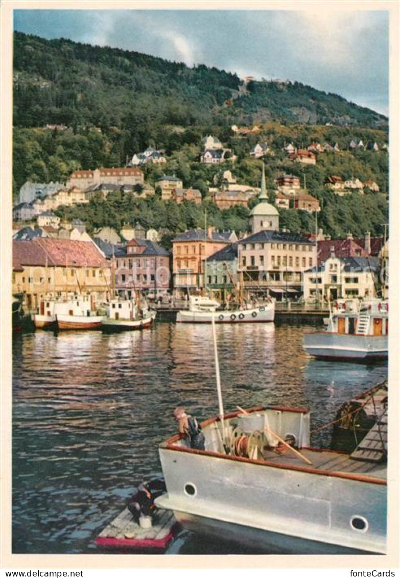 73521983 Bergen Norwegen The Mountain Floien Seen From The Harbor Bergen Norwege - Noorwegen