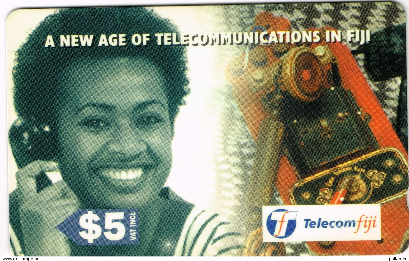 FIDJI FIJI Telecarte Phonecard CARTE MAGNETIQUE 5 $ Age Communication Telephone Phone Femme Fidjienne UT BE - Frans-Polynesië