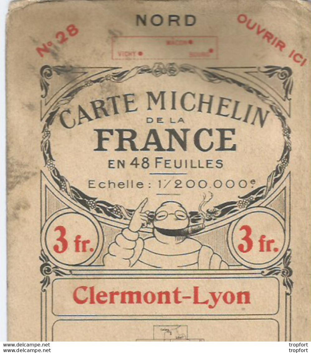 F14 Cpa / La VRAI Carte Routière Ancienne MICHELIN CLERMONT LYON N° 28 - Geographical Maps