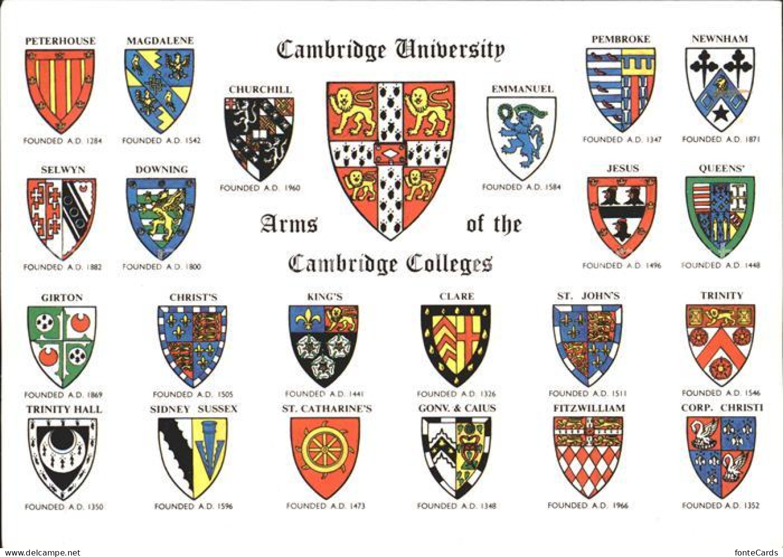 72244019 Cambridge Cambridgeshire Verschiedene Wappen Cambridge - Autres & Non Classés