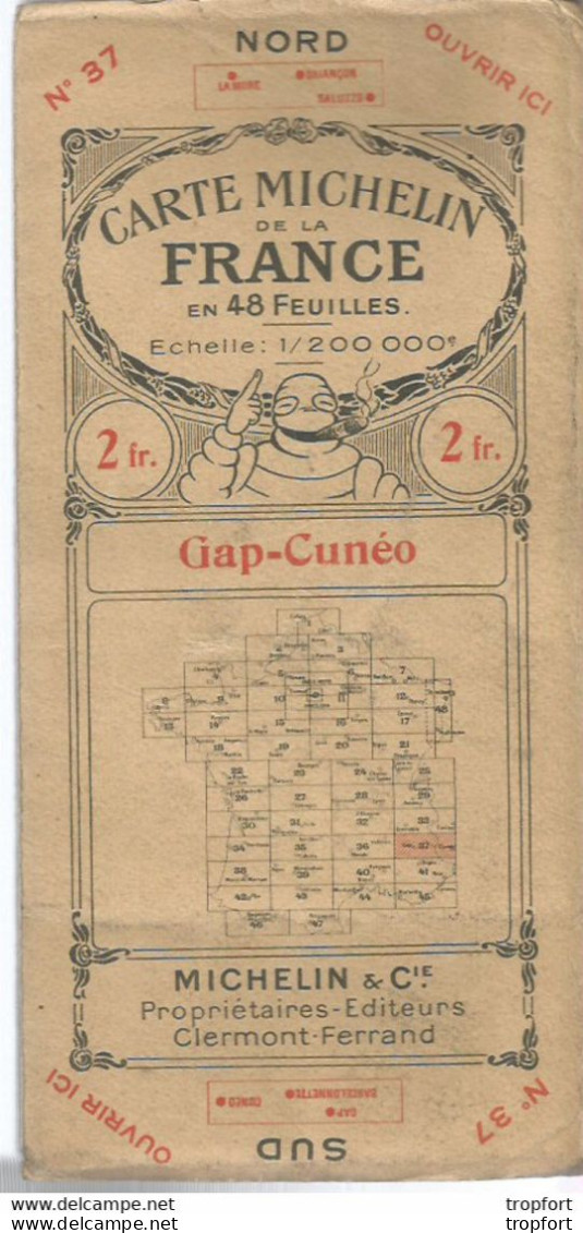 F14 Cpa / La VRAI Carte Routière Ancienne MICHELIN GAP CUNEO N° 37 - Geographical Maps