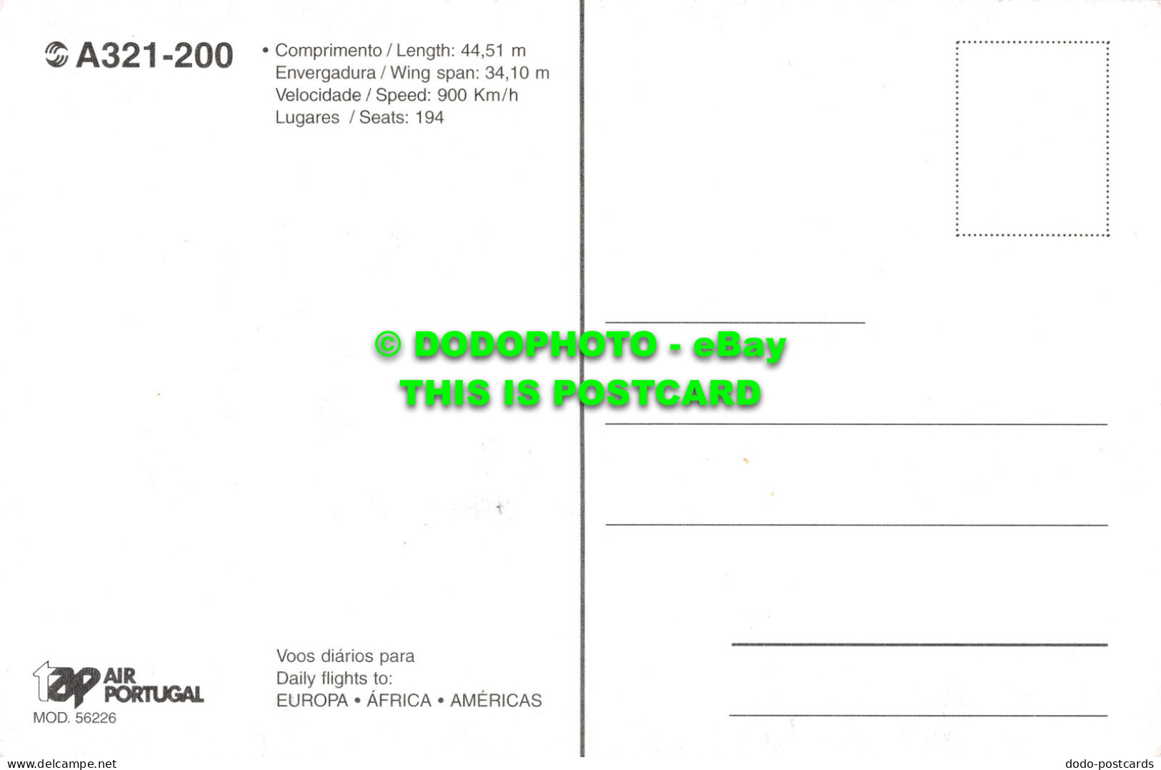 R524008 A321 200. Tap Air Portugal. Voos Diarios Para. Europa. Africa. Americas - World