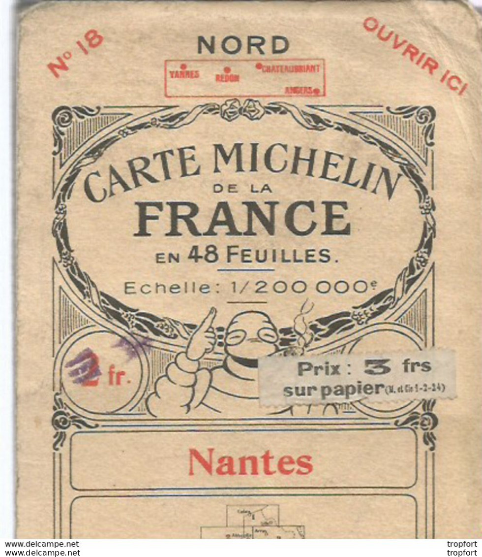 F14 Cpa / La VRAI Carte Routière Ancienne MICHELIN Nantes N° 18 - Cartes Routières