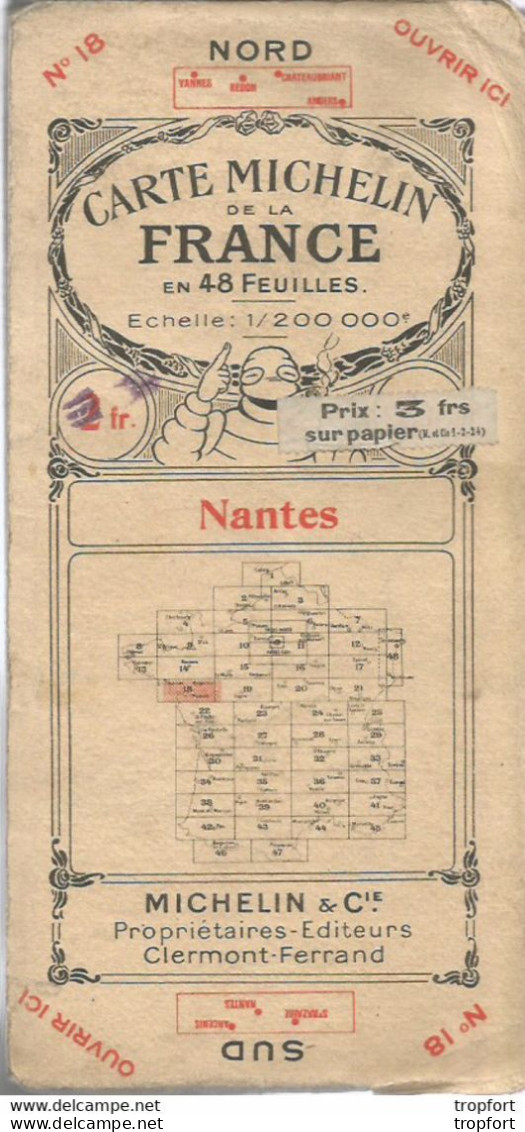 F14 Cpa / La VRAI Carte Routière Ancienne MICHELIN Nantes N° 18 - Roadmaps