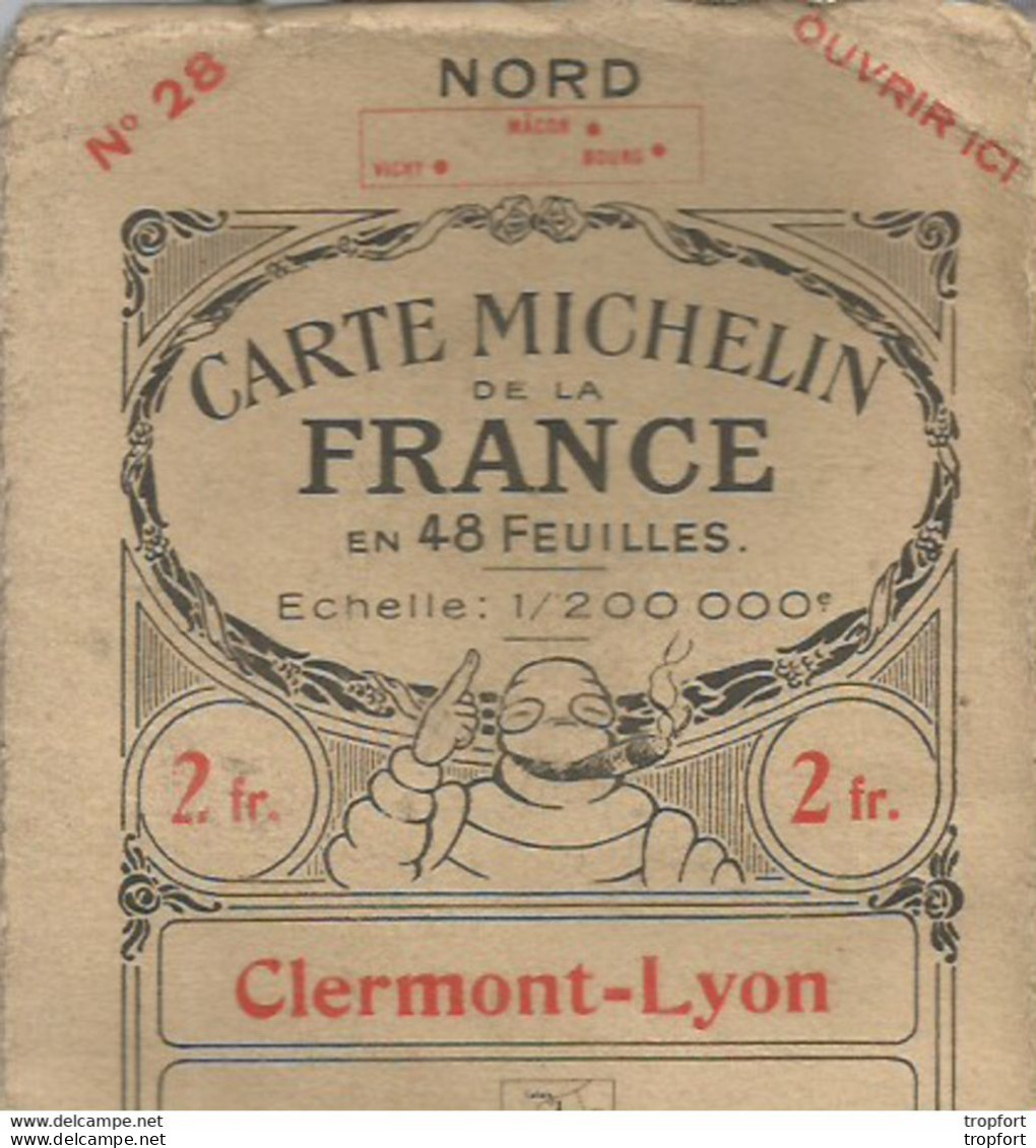 F14 Cpa / La VRAI Carte Routière Ancienne MICHELIN CLERMONT LYON N° 25 - Carte Stradali