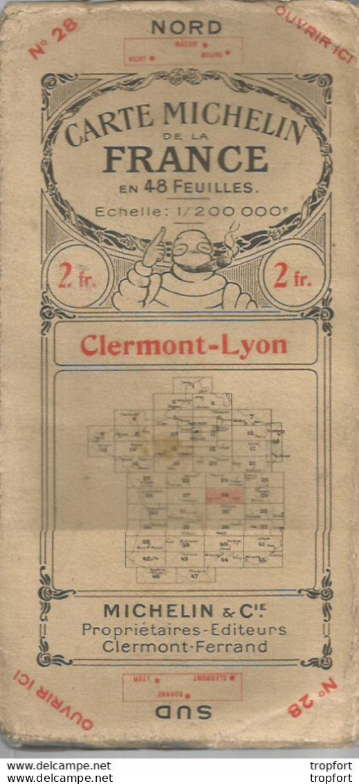 F14 Cpa / La VRAI Carte Routière Ancienne MICHELIN CLERMONT LYON N° 25 - Roadmaps