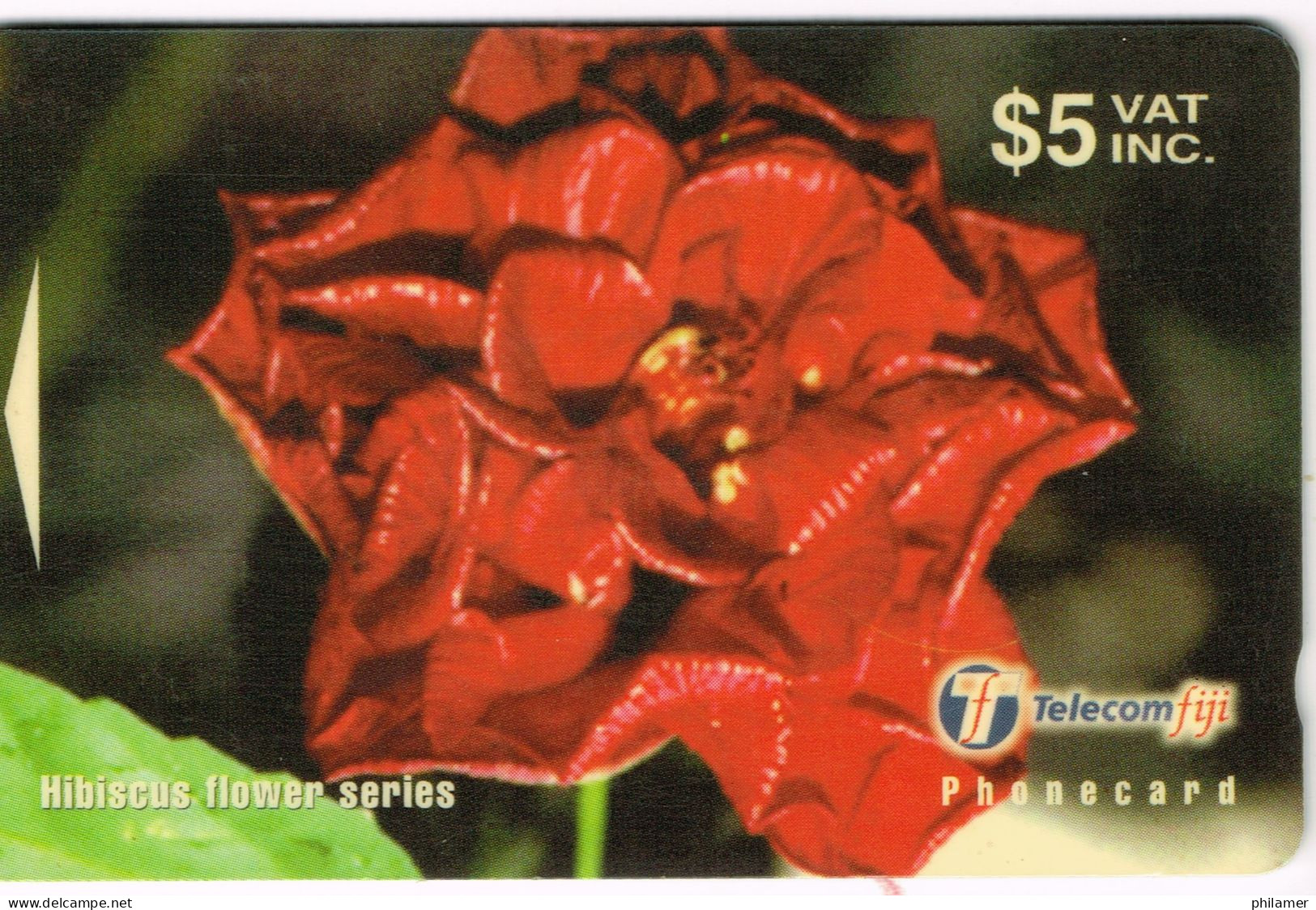 FIDJI FIJI Telecarte Phonecard CARTE MAGNETIQUE 5 $ Fleur Flowerhibiscus  X Rosa Sinensis Hybrid UT BE - Polinesia Francese