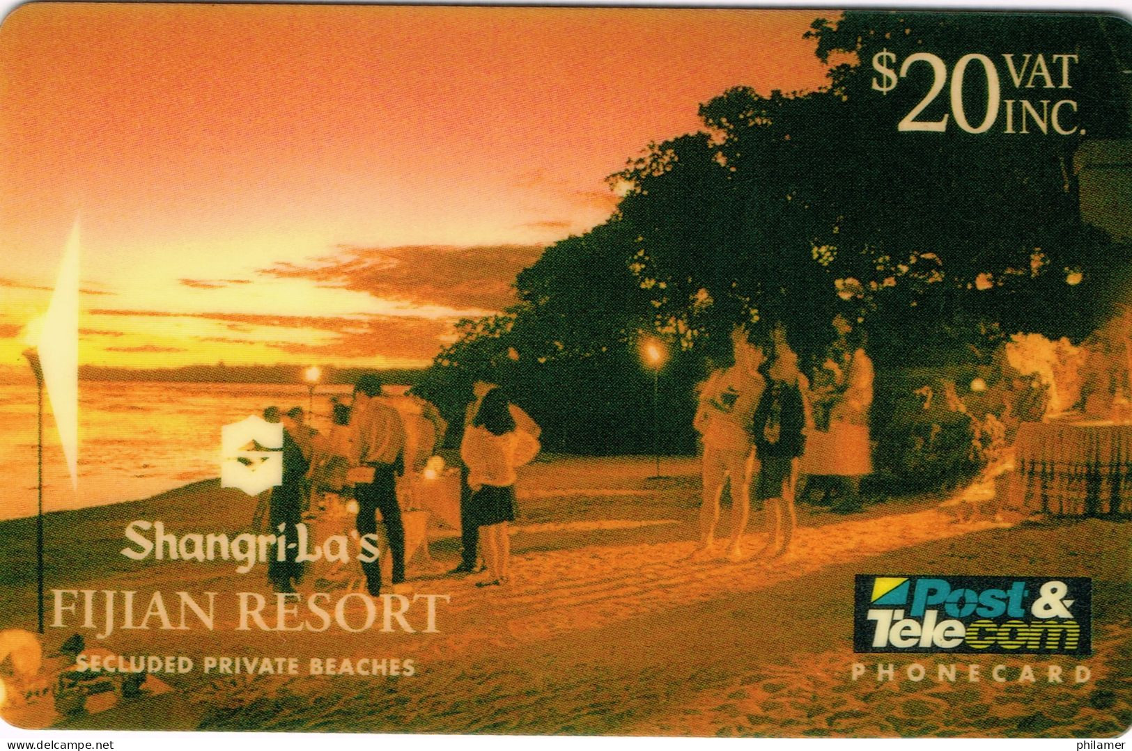 FIDJI FIJI Telecarte Phonecard CARTE MAGNETIQUE 20 $ Hotel Shangrilas Fijian Resort Soiree Evenement UT BE - Frans-Polynesië
