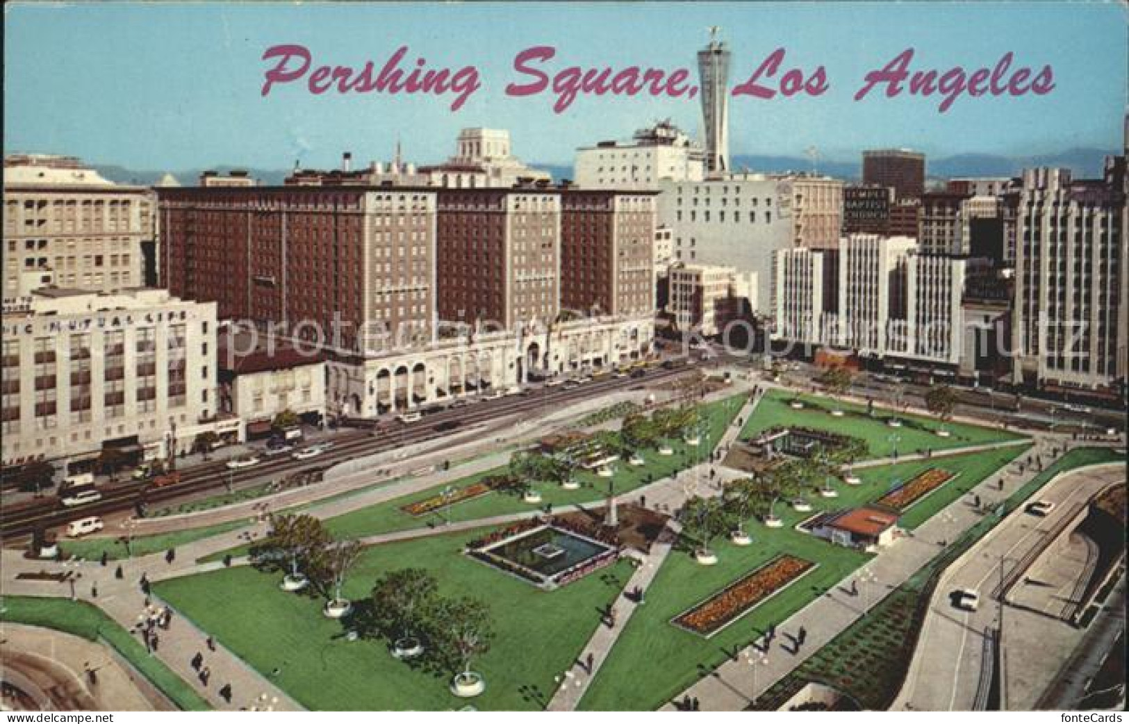 72230890 Los_Angeles_California Pershing Square Showing Biltmore Hotel  - Other & Unclassified